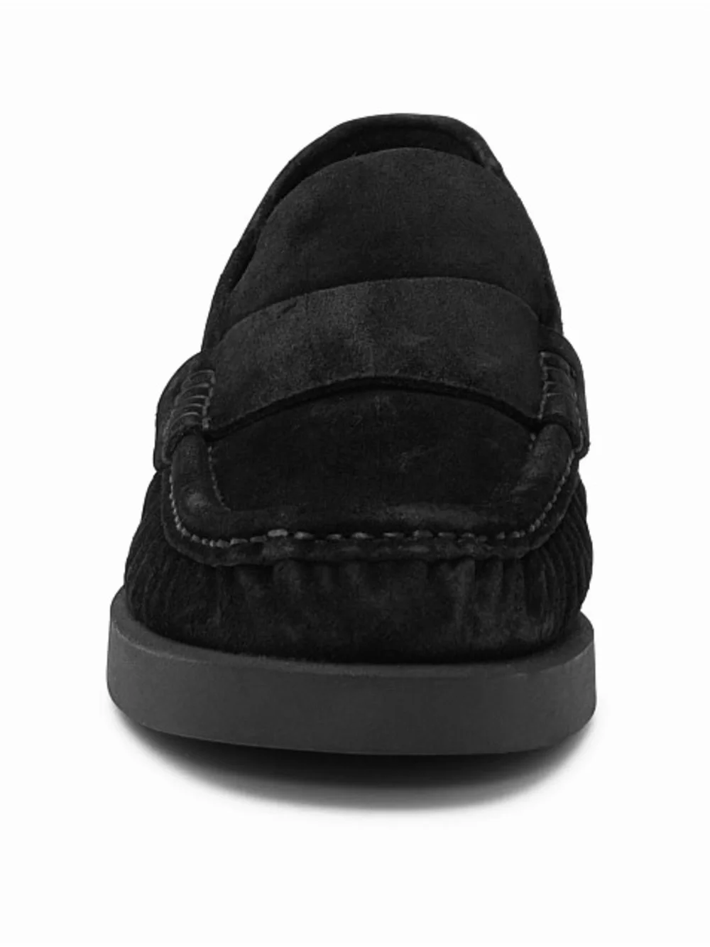 STUART WEITZMAN BLACK SUEDE BLAKE ROUND TOE PENNY LOAFER 9 B
